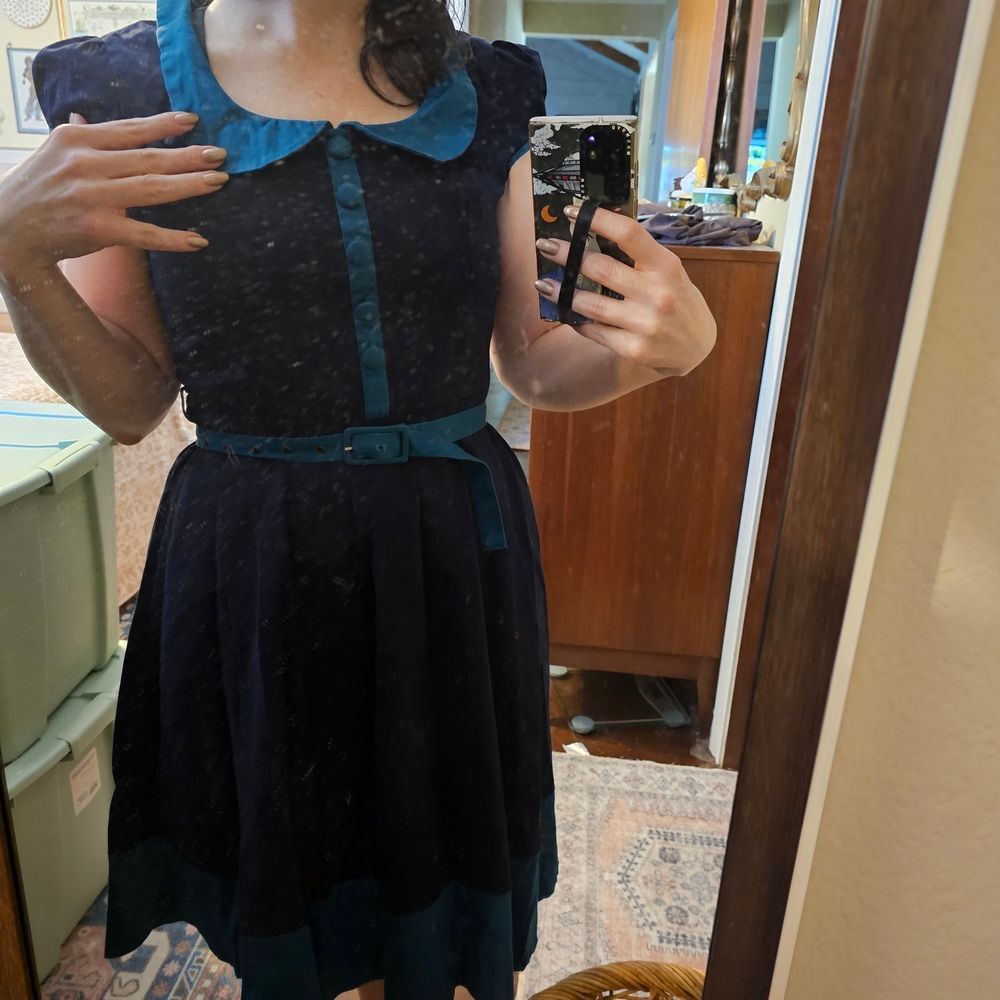 Voodoo Vixen Black Dress with Teal Trim